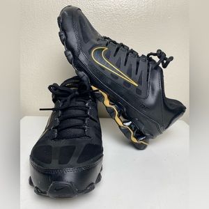 Nike Reax 8 TR Mesh Black Metallic Gold Running Shoes Men's 7.5  Women’s 9